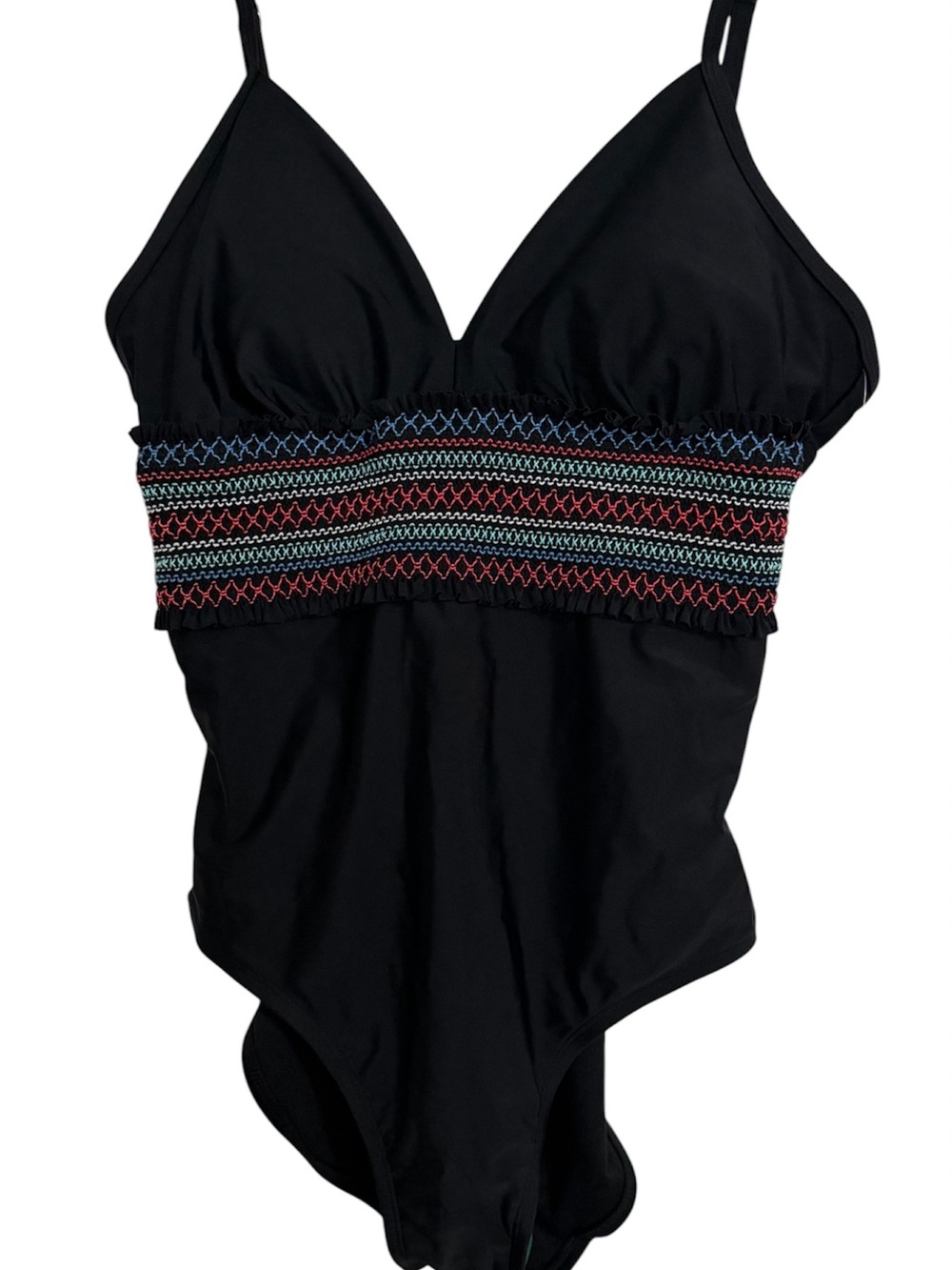 Dip NWT Black One-Piece Swimsuit with Multicolor Band -L